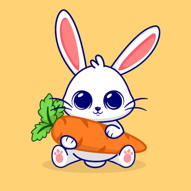 Vector cute bunny holding carrot illustration