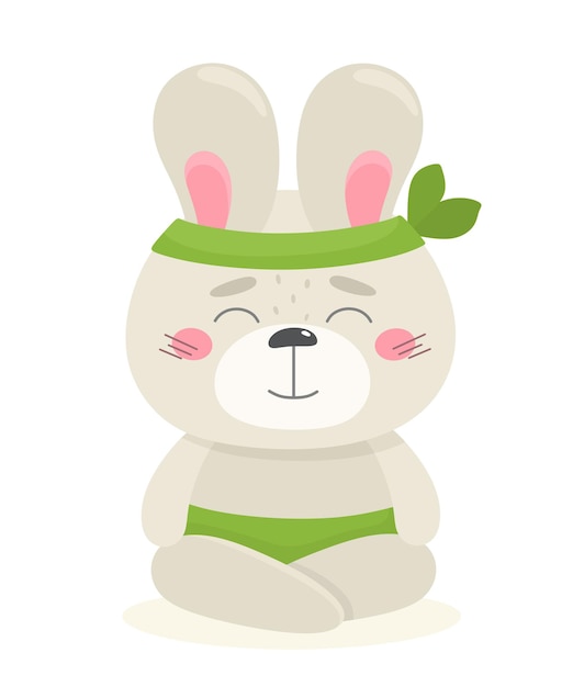 Cute bunny is meditating.