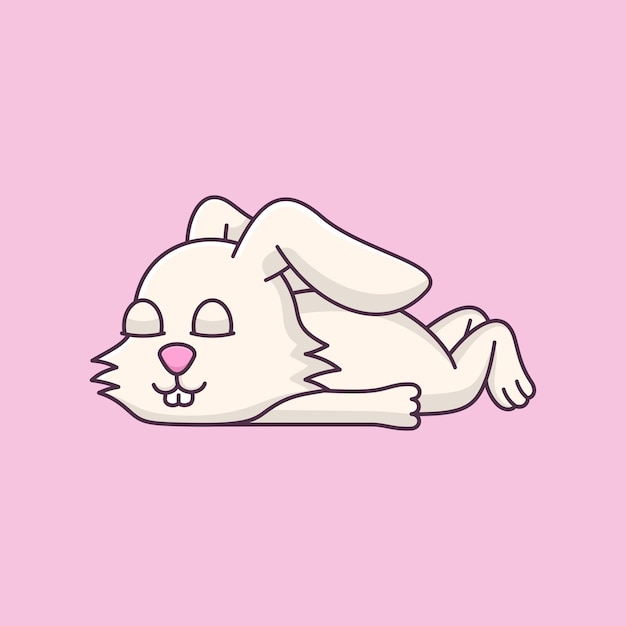 Cute bunny is sleeping animal cartoon vector illustration icon