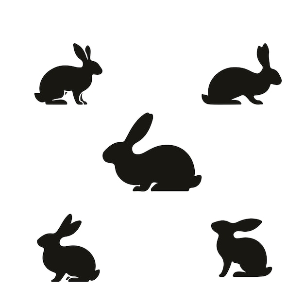 Vector cute bunny outline charming rabbit silhouette vector