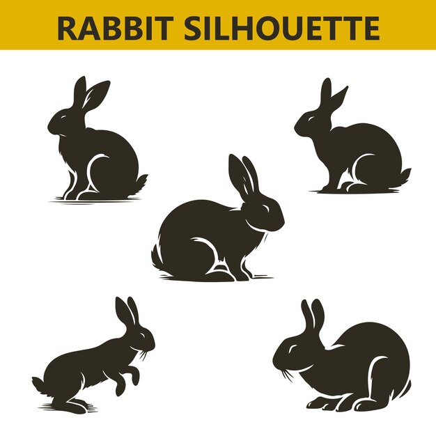 Vector cute bunny outline charming rabbit silhouette vector