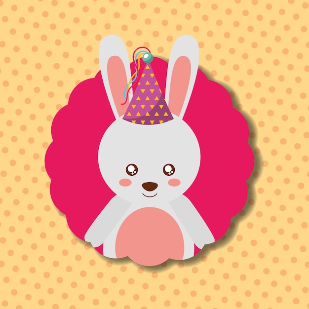 cute bunny party hat decoration label 