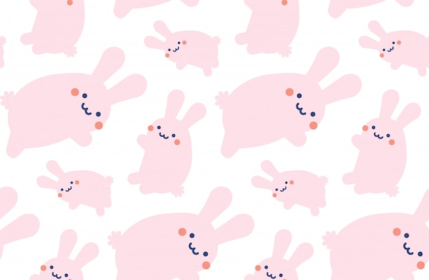 Vector cute bunny rabbit hare seamless pattern background