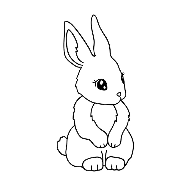 Vector cute bunny rabbit outline.