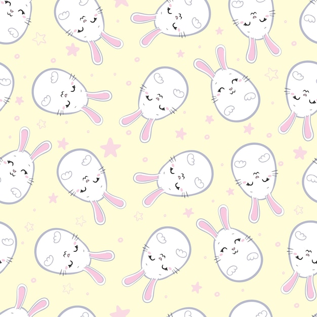 Cute bunny rabbit seamless pattern vector background