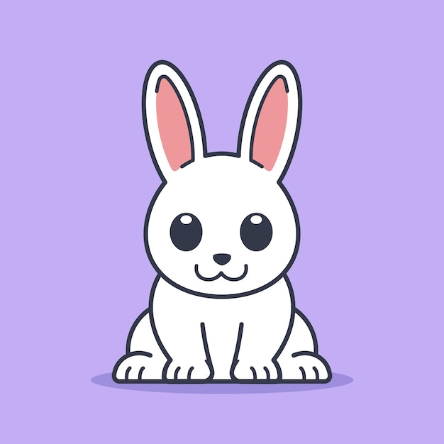 Cute Bunny Rabbit Sitting Down Illustration