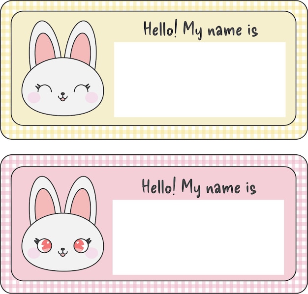 Cute Bunny school name tag