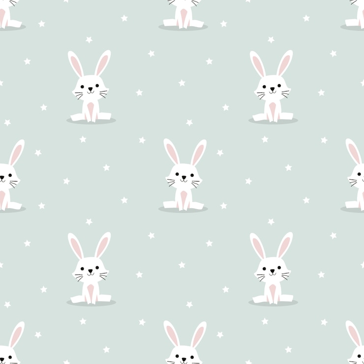 Vector cute bunny and tiny star seamless pattern