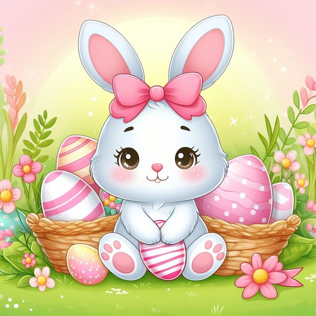 Cute Bunny Vector Cartoon illustration