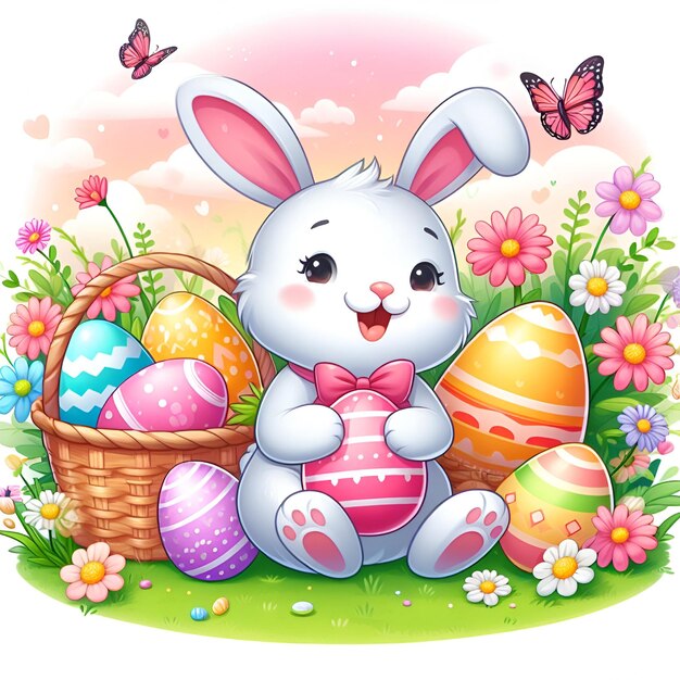 Cute Bunny Vector Cartoon illustration