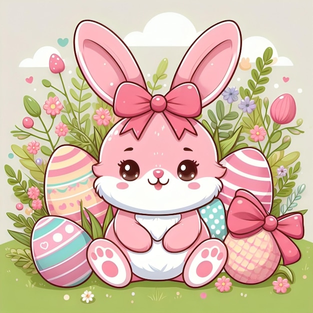 Cute Bunny Vector Cartoon illustration