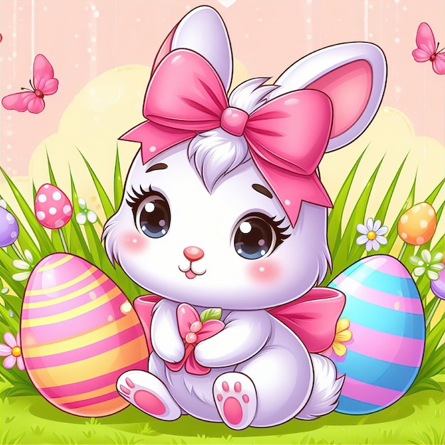 Cute Bunny Vector Cartoon illustration