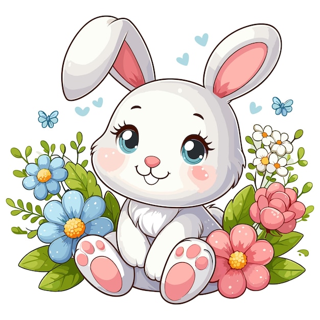 Vector cute bunny vector cartoon illustration