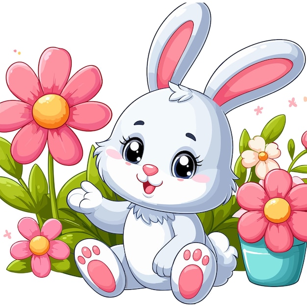 Vector cute bunny vector cartoon illustration