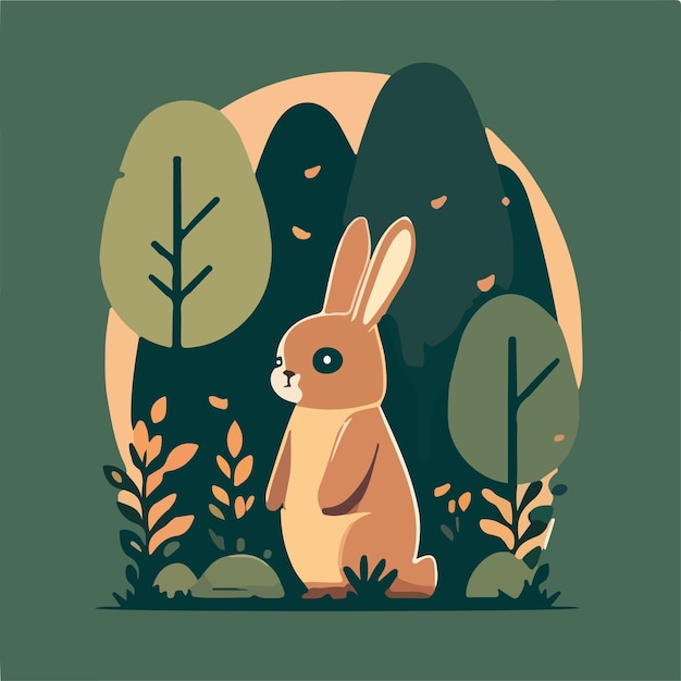 Cute bunny vector forest vector illustration