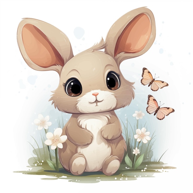 Vector cute bunny on white background