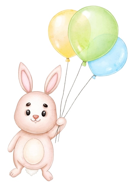 Vector cute bunny with balloons