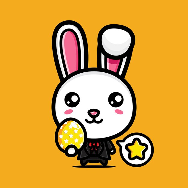 장식 달걀과 귀여운 토끼