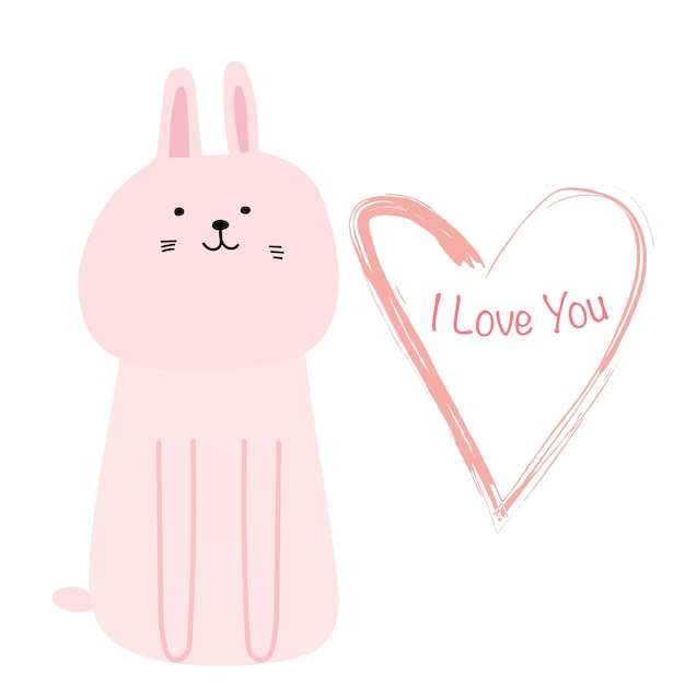 Cute Bunny With I Love You Typography Card