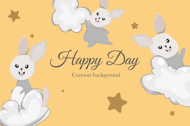 Cute bunny with mushroom template background