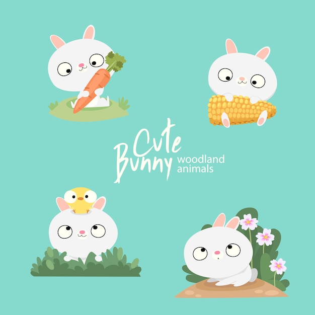 Carino bunny woodland animals