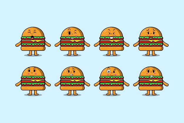 Cute Burger cartoon character holding traffic sign illustration in modern 3d style design