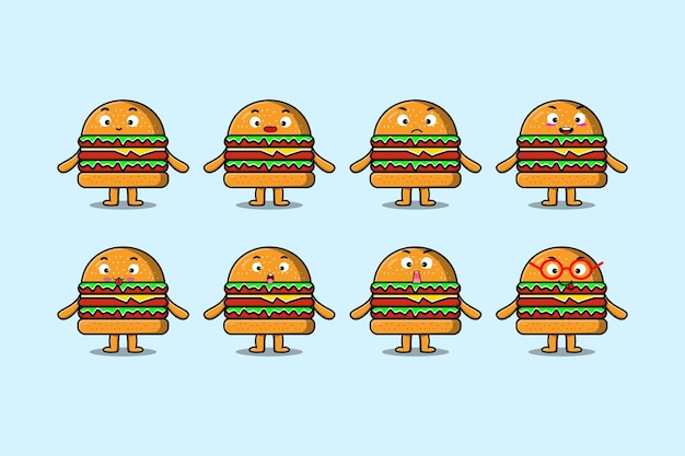 Cute Burger cartoon character holding traffic sign illustration in modern 3d style design