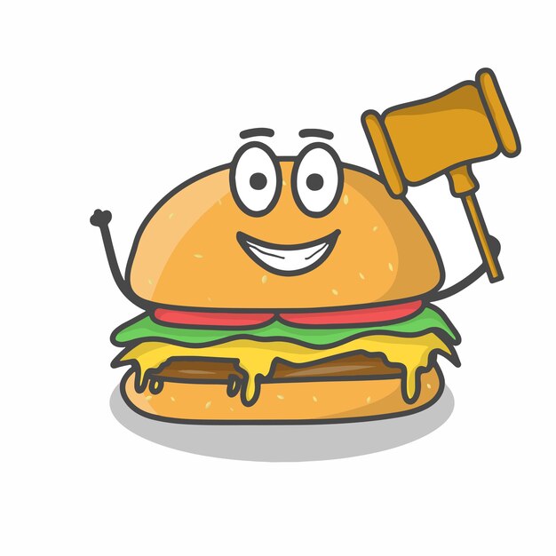 Симпатичная иллюстрация дизайна векторного шаблона персонажа бургера