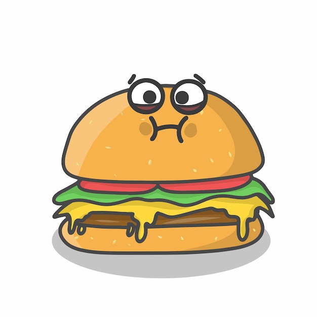 Cute burger character vector template design illustration