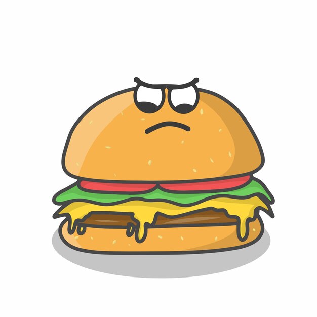 Cute burger character vector template design illustration