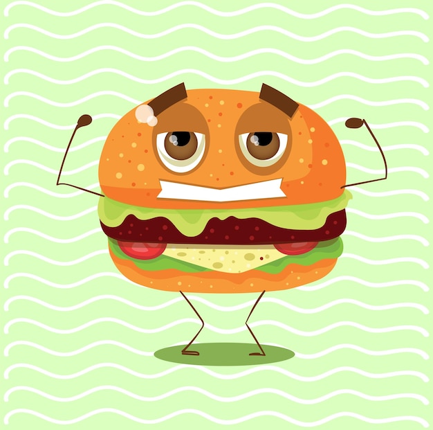 Vector cute burger mascot vector illustration