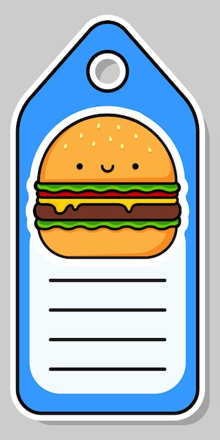 Cute burger Notebook label Note label Vector stickers