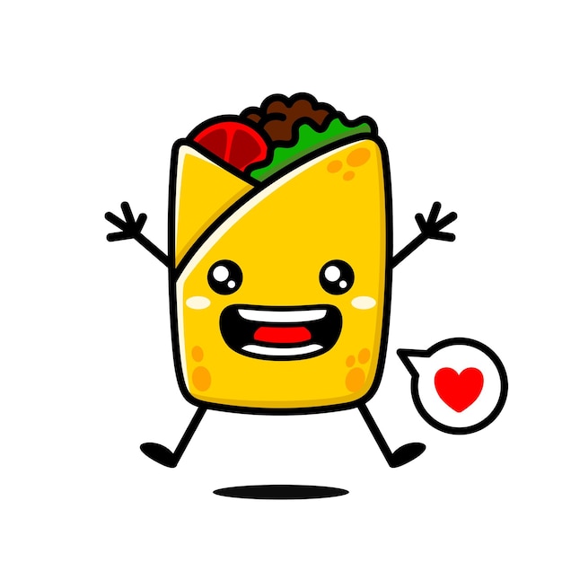 Vector cute burrito cartoon character