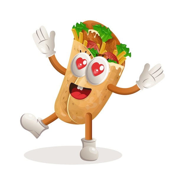 Cute burrito mascot playful and happy