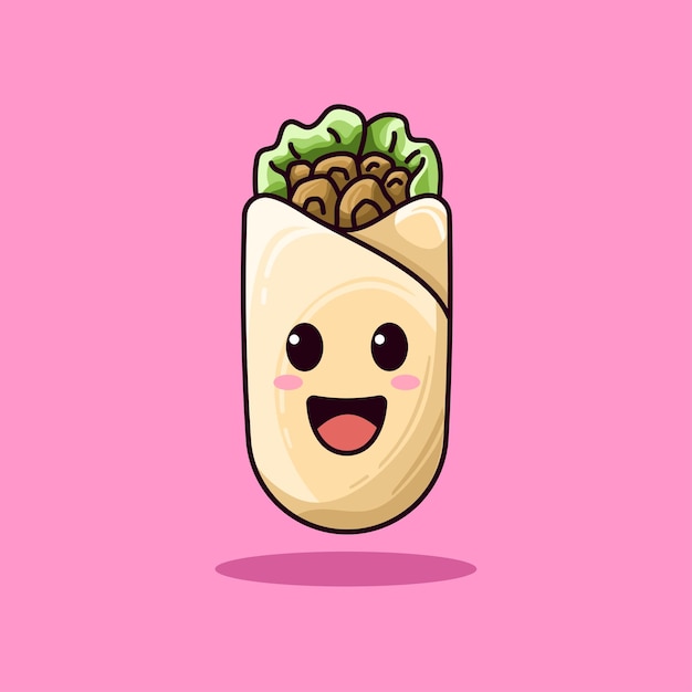 Illustrazione di cibo messicano burrito carino