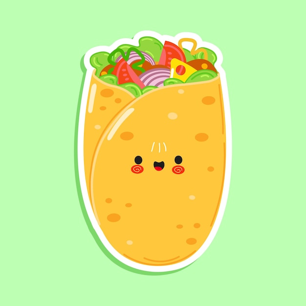 Vector cute burrito sticker character