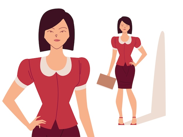 Vector cute business woman in different poses