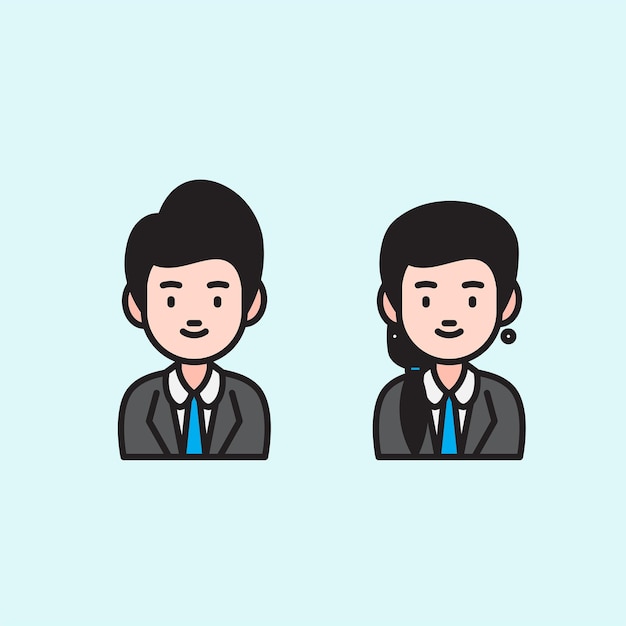 Cute Businessman And Businesswoman Vector Illustration