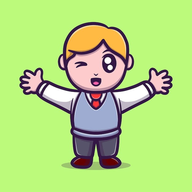 Cute businessman cartoon vector icon illustration