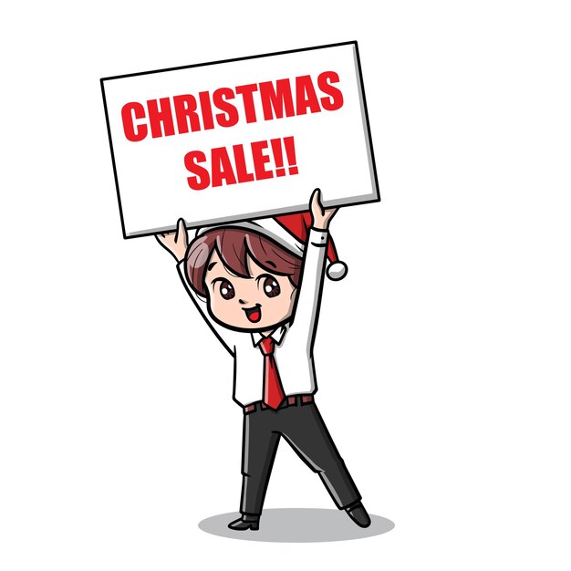 Vector cute businessman in christmas cartoon