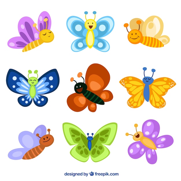 Vector cute butterflies illustrations