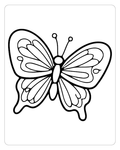 Cute Butterfly Coloring Page Butterfly Vector