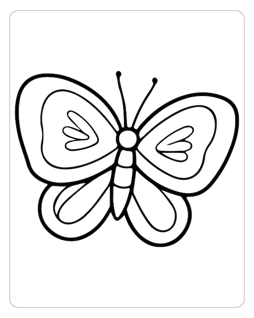 Cute Butterfly Coloring Page Butterfly Vector