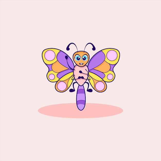 Cute butterfly is flying with smile