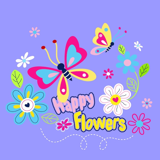 cute butterfly with beautiful flower vector