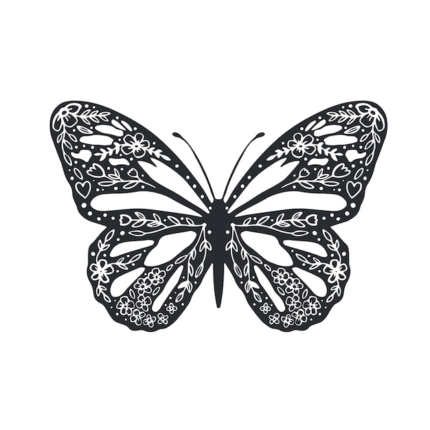장식용 배경 표지가 있는 귀여운 나비 색칠 페이지 디자인