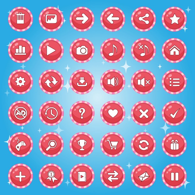 Cute button border candy, icon gui for game.