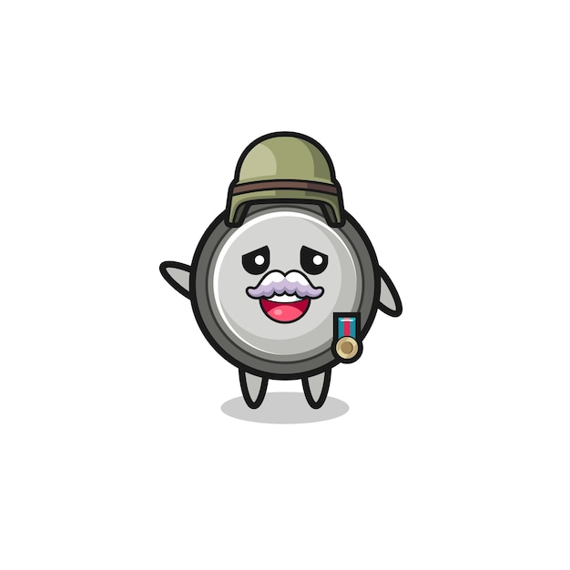 cute button cell as veteran cartoon
