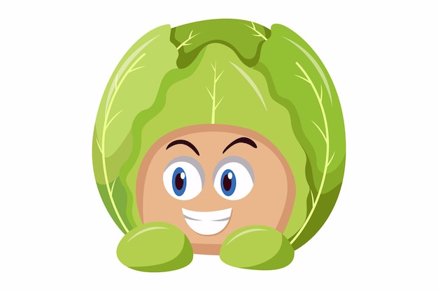 Cute cabbage character design illustration