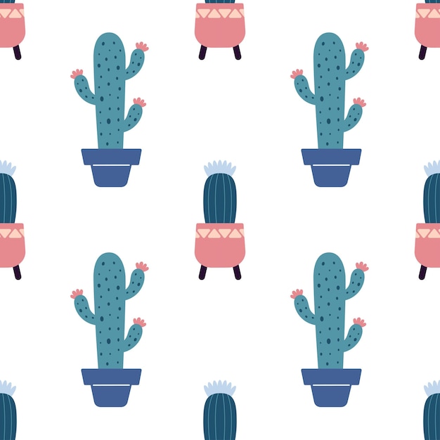 カクタス・ボーホー・パターン (Cactus Seamless Pattern) カクタスボーホーのパターンサクレント・テキスタイル